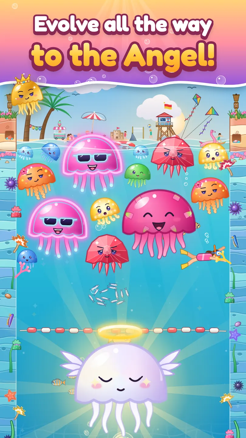JellyVerse: evolve all the way to the Angel, rising in light after two Legendaries merge