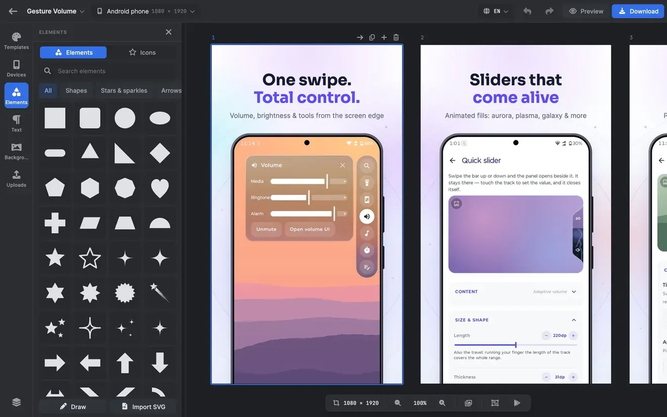 MockMyApp: shapes, stickers and text layers