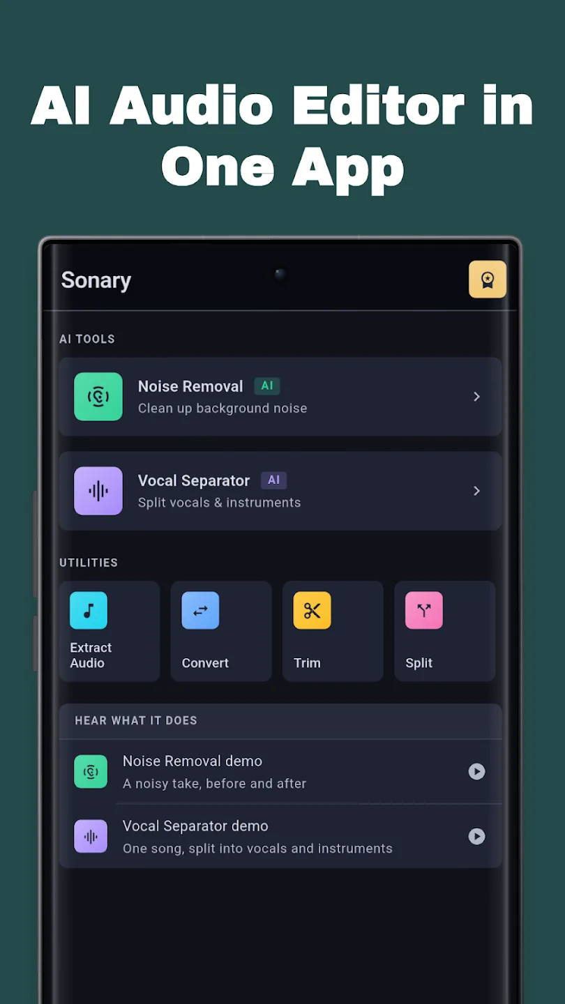 Sonary: MP3 & Noise Remover AI screenshot 1 of 6